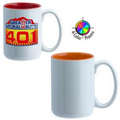 15 Oz. El Grande Mug - 4 Color Process (White/Tangerine Orange Interior)